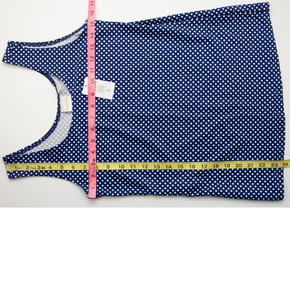 Chico's Dazzling Dot Tank Top Polka Dot Stretch Blue White Size 0 Small New - Picture 7 of 7